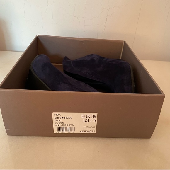 Navy Suede Ankle Boots 